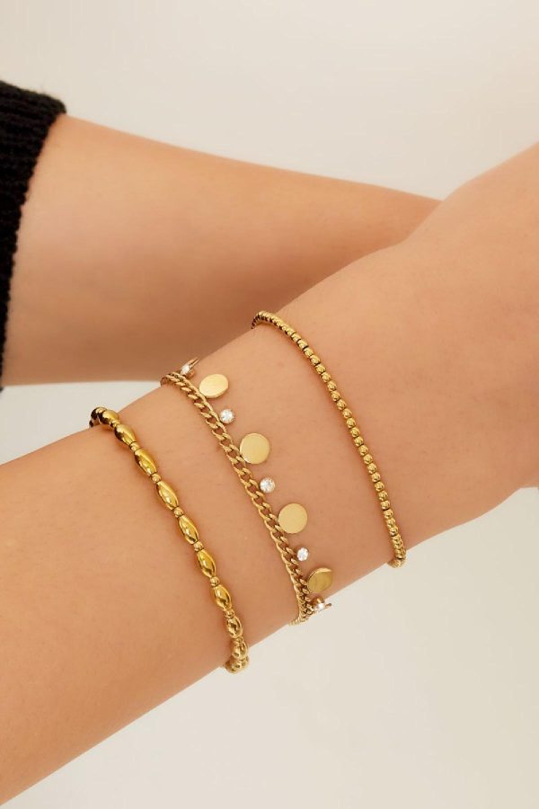 Rhinestone armbandje groot goud/zilver