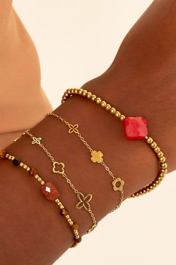 Clover armbandje goud/zilver