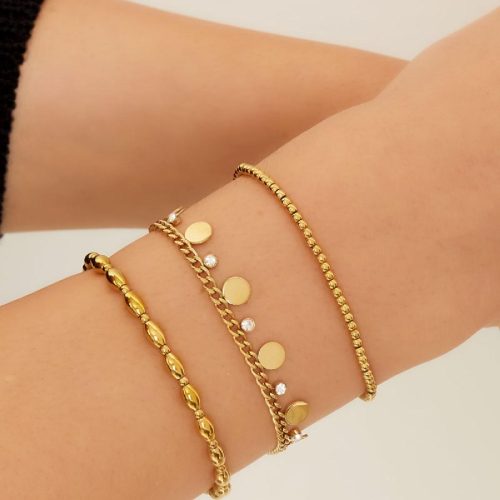 Rhinestone armbandje groot goud/zilver